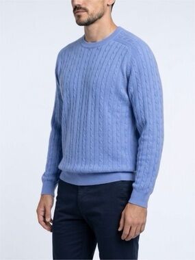ROBERT TRENT JONES CASHMERE LAVENDER  Cable-Knit Crewneck Sweater - Men LARGE